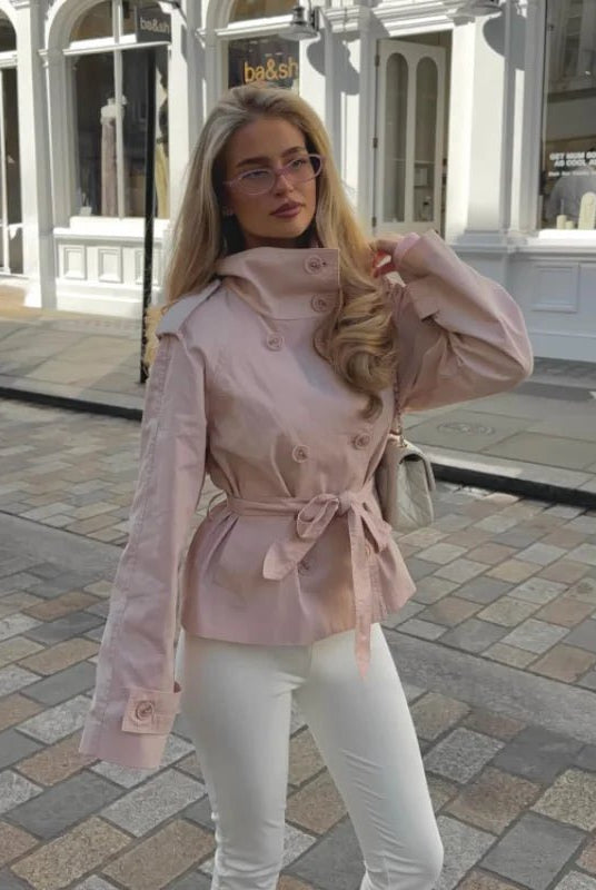 SOERA Amy Belted Trench Jacket - Jacket - SOERA-188035-1-L-97059 Pink L
