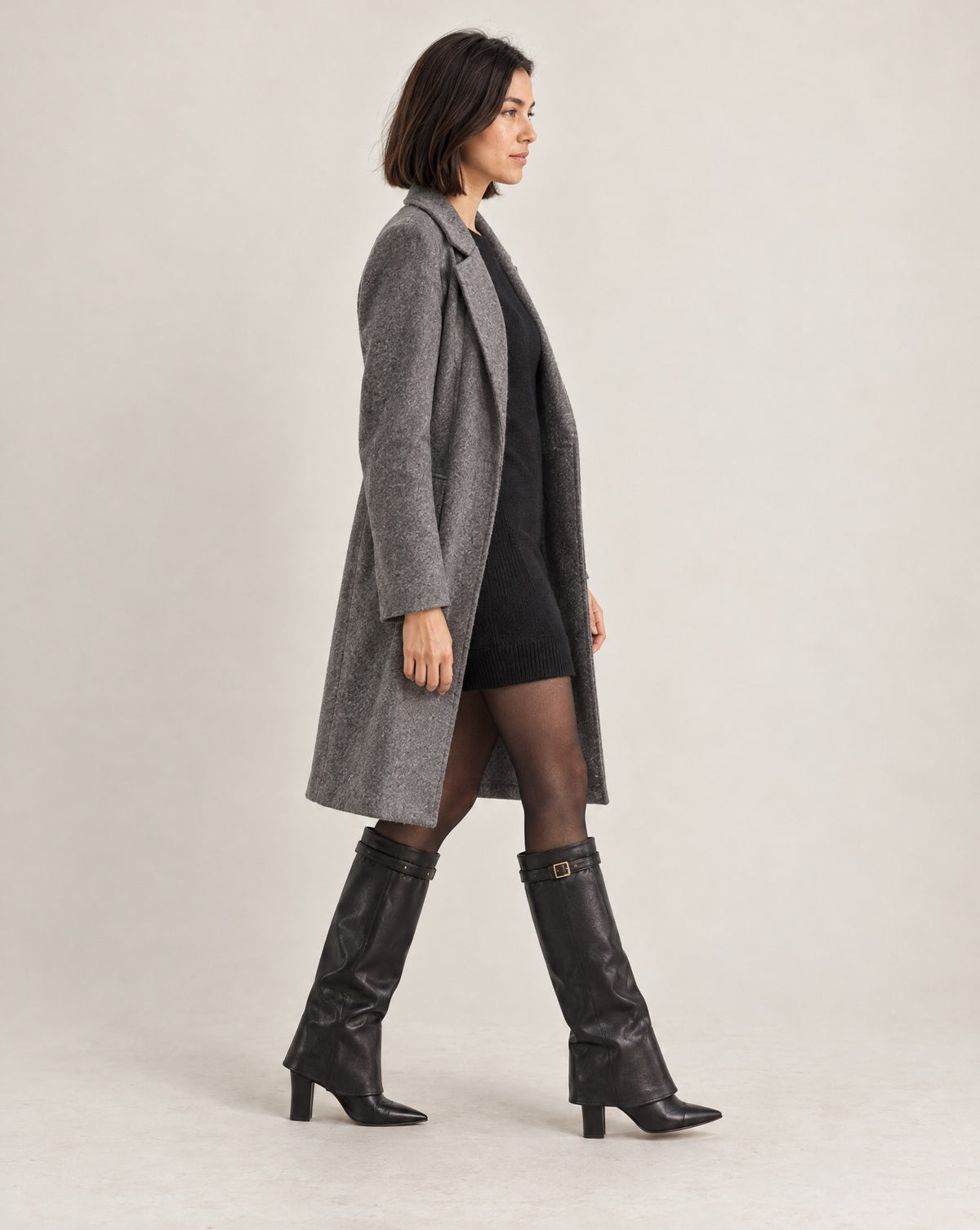 Kyla Faux Suede Boots in Black