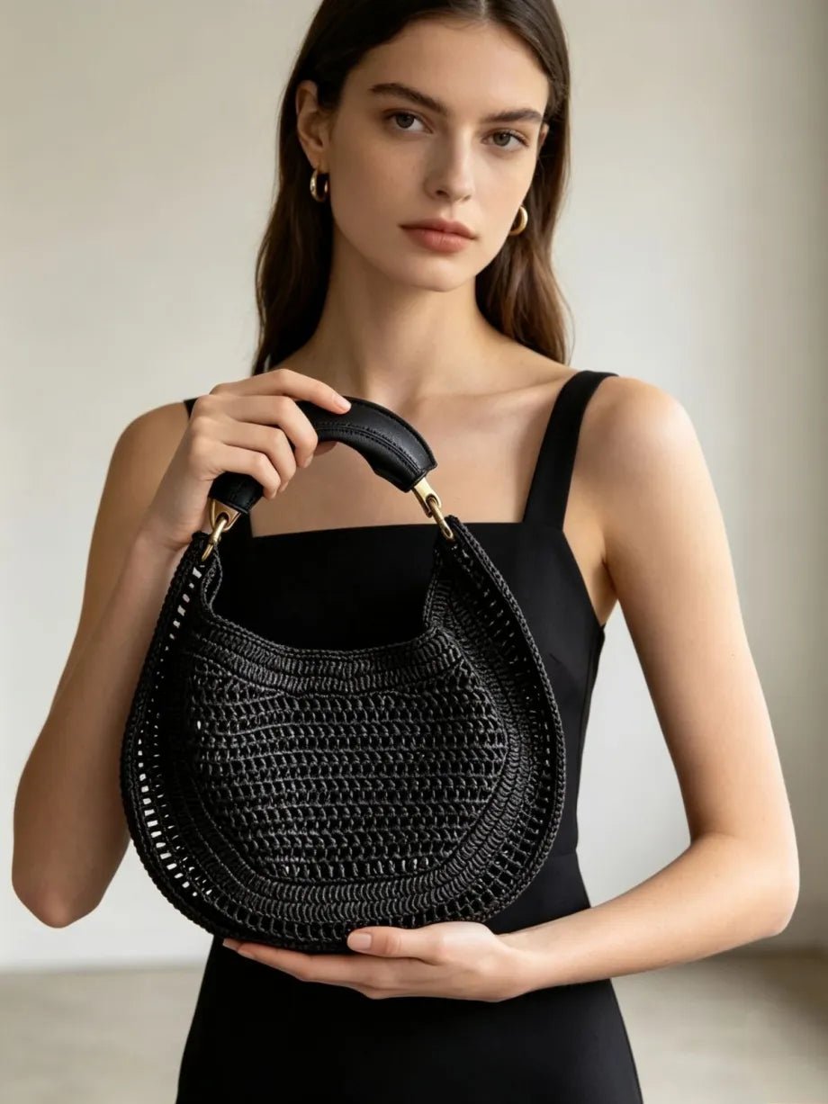 SOERA Amanda Crescent Woven Underarm Bag - Bag - Black