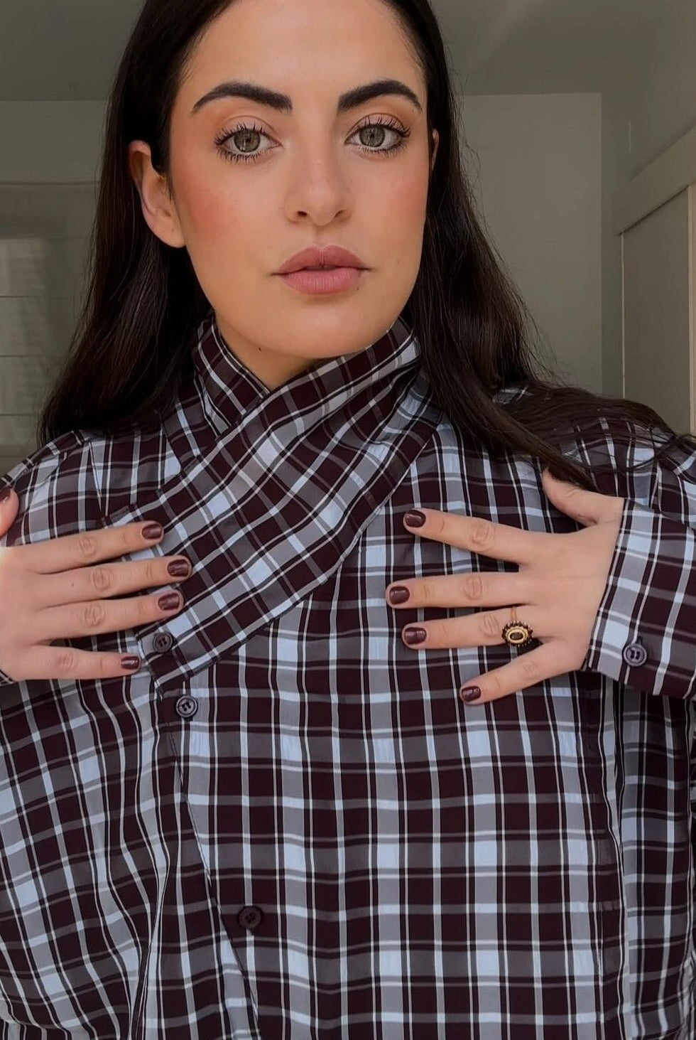 SOERA Rebecca Poplin Plaid Wrapped Shirt - Blouse - SOERA-334019-PLA-S-23235 S