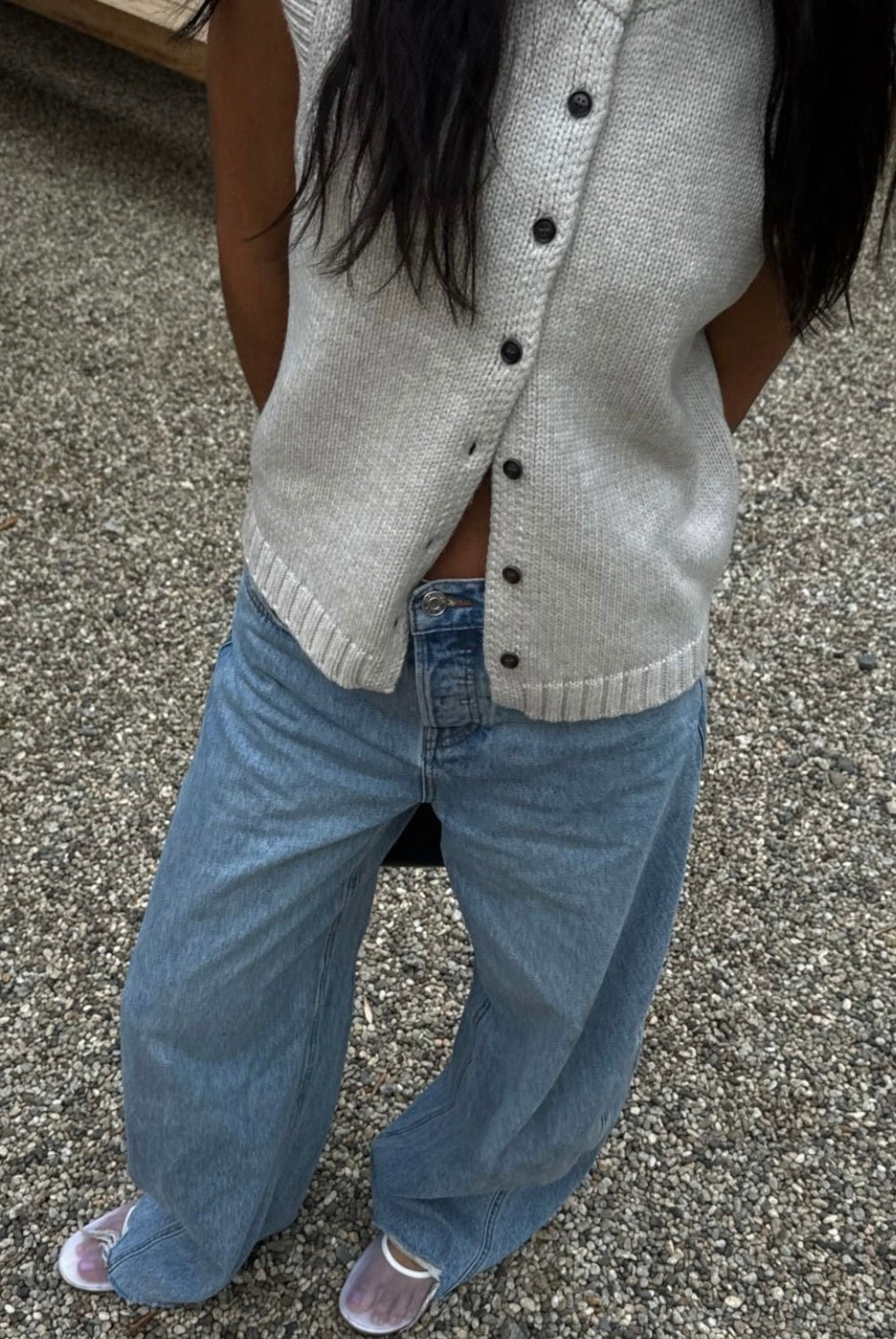 SOERA Tori Button Front Knitted Vest Cardigan - Cardigan - SOERA-641411-GRE-M-50243 Grey M