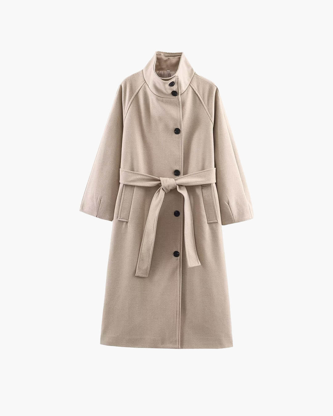 SOERA Claudine Long Belted High Collar Coat - Coats & Jackets - Beige S