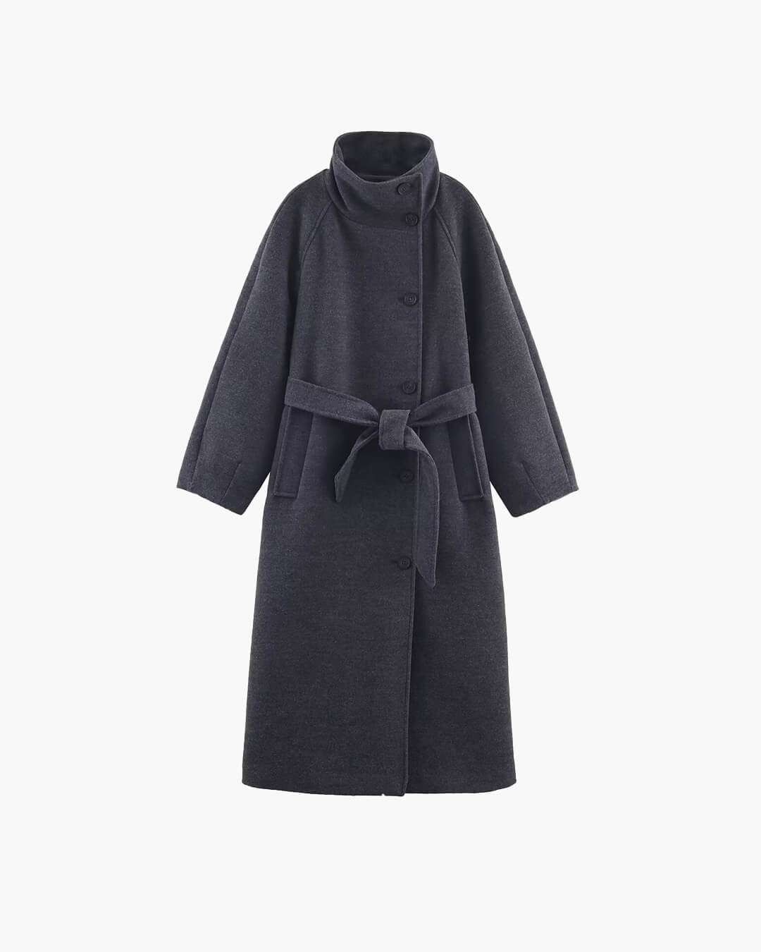 SOERA Claudine Long Belted High Collar Coat - Coats & Jackets - wx1762239701861619055 Grey M