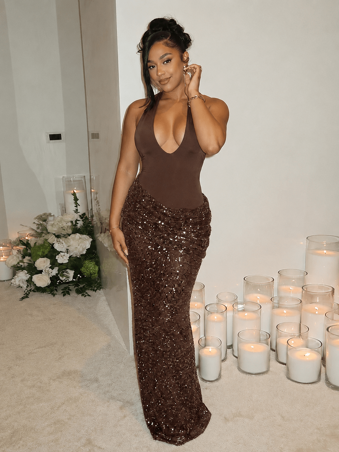 SOERA Amelia Criss-Cross Draped Maxi Dress - Dress - SOERA-343811-DEF-OS-42565 Brown M