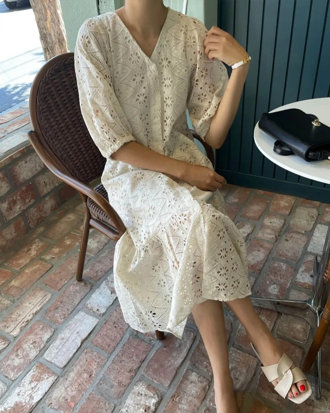 SOERA Beatrice V - Neck Embroidered Maxi Dress - Dress - XS