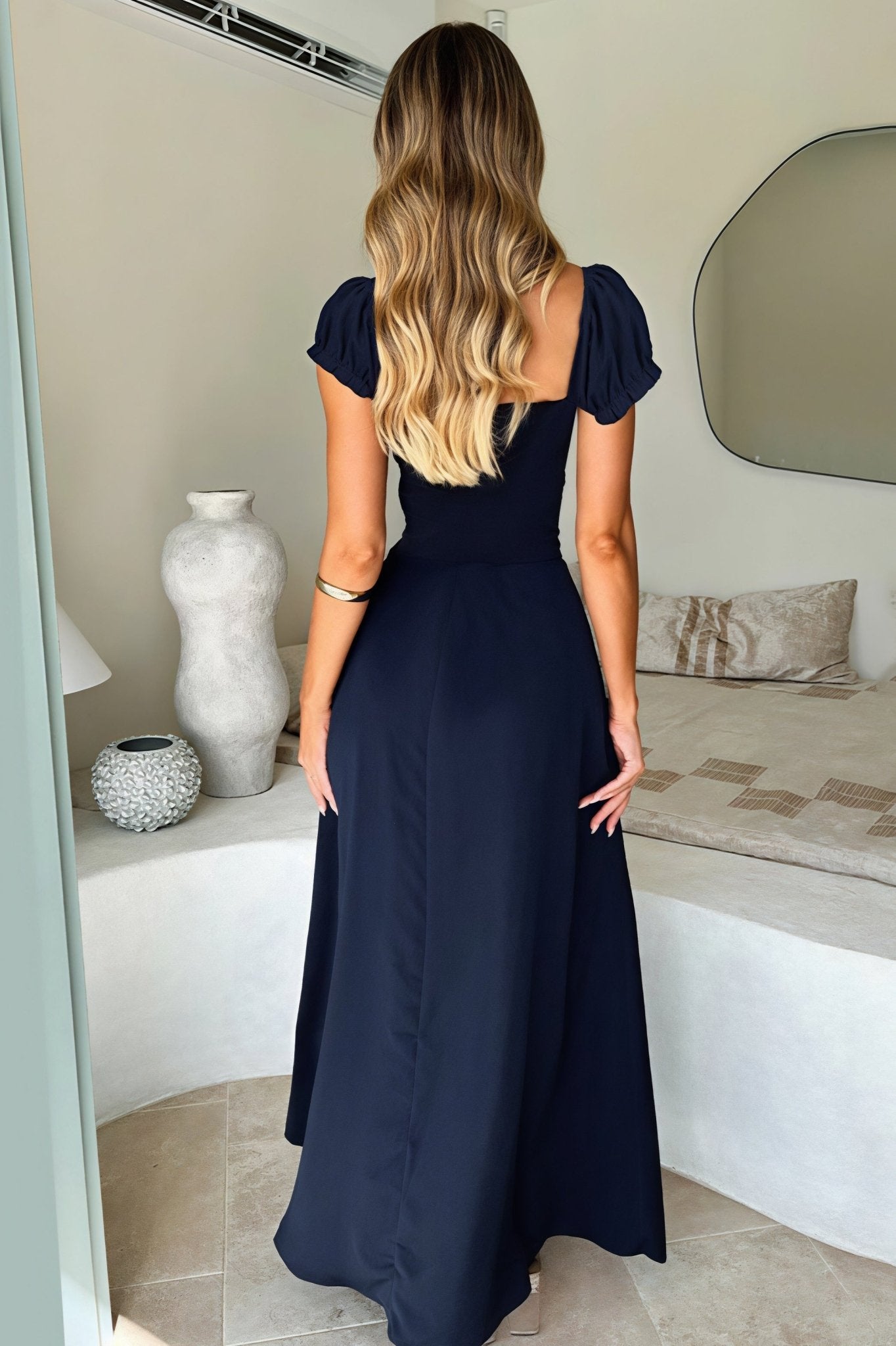 SOERA Bianca Ruched Waist Maxi Dress - Dress - Navy Blue XS