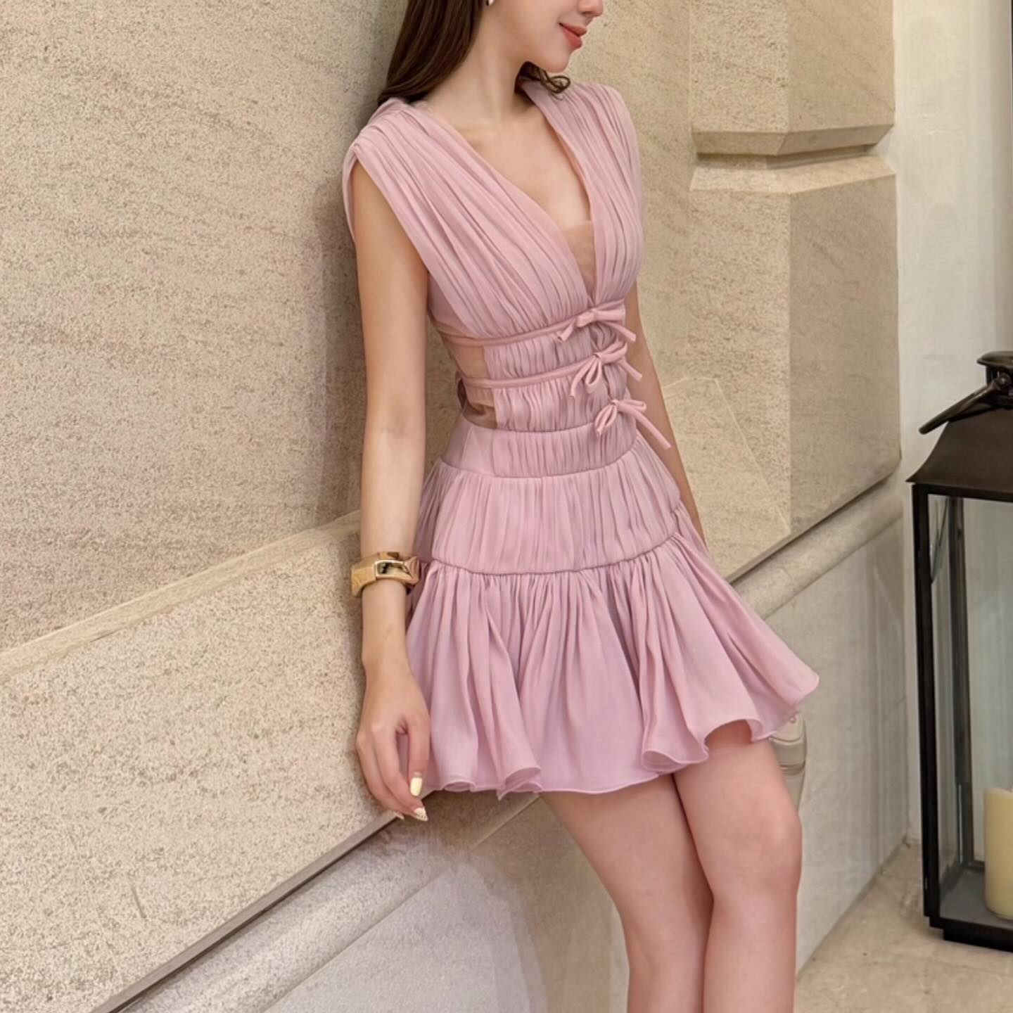 SOERA Bianca Ruffled V - Neck Cocktail Dress - Dress - XL