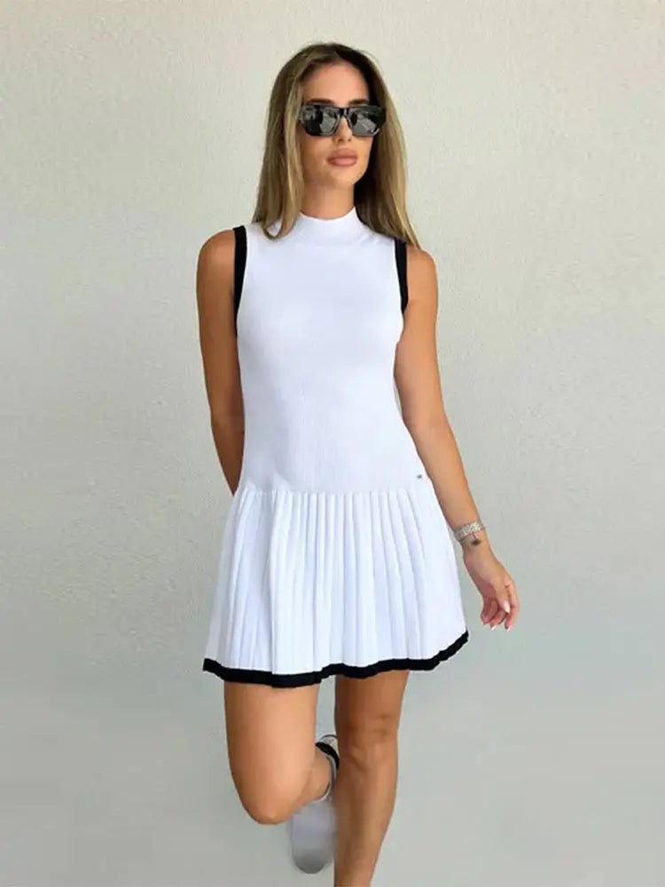 SOERA Margot Drop-Waist Contrast Knit Dress - Dress - SOERA-829443-BLA-L-01475 Black L