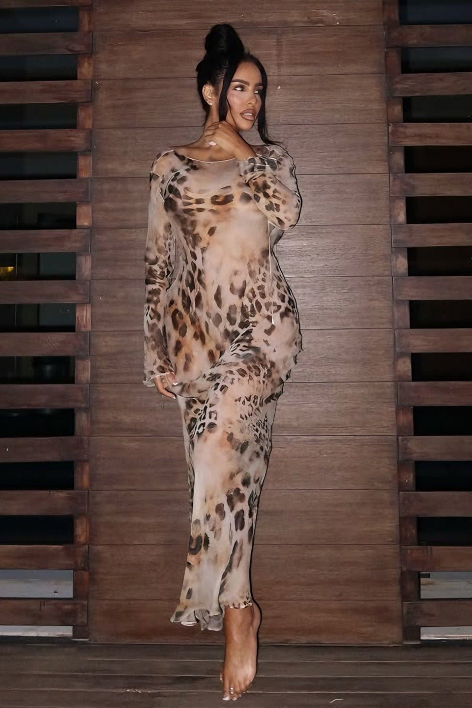 SOERA Sienna Leopard Print Bodycon Maxi Dress - Dress - SOERA-408067-LEO-M-77571 M