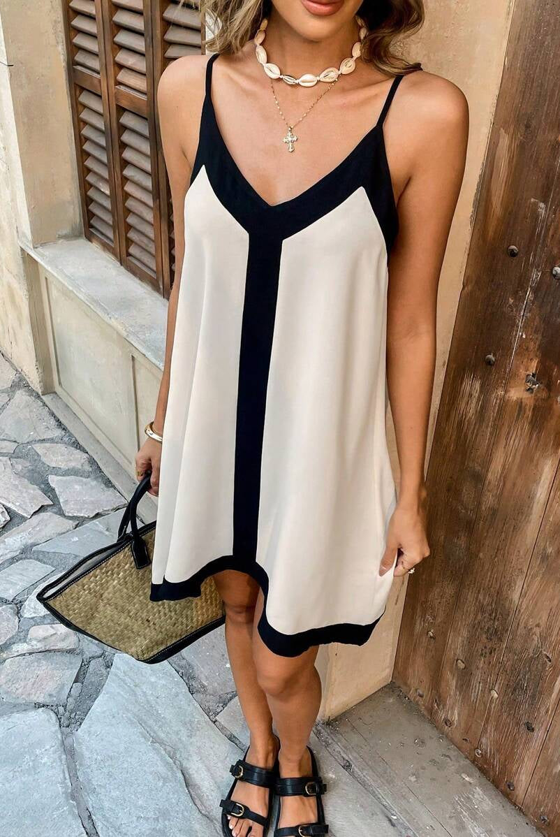 SOERA Sophia Contrast Mini Dress - Dress - SOERA-317507-BEI-XS-81379 Beige XS
