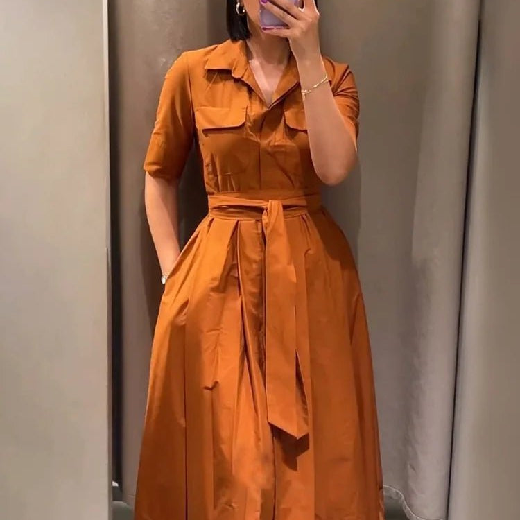 SOERA Ariane Belted Shirt Midi Dress - Dresses - Pink XS