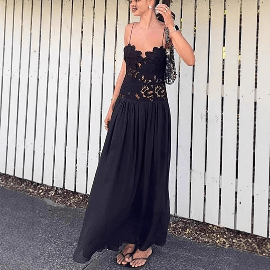 SOERA Celeste Lace Mesh Halter Evening Dress - Dresses - Black XS