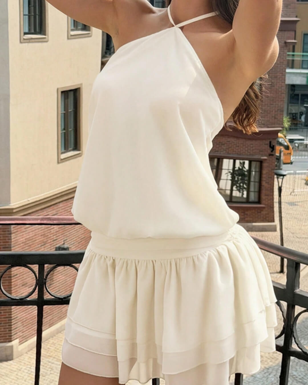 SOERA Floriana Open-Back Halter Mini Dress - Dresses - Ivory L