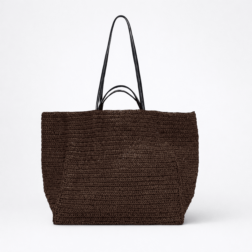 SOERA Aimee Handwoven Straw Beach Tote Bag - Handbags - Dark Brown