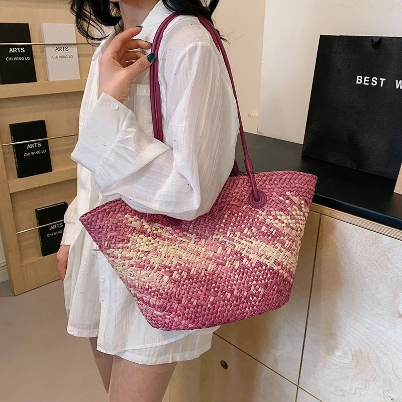 SOERA Camille French Straw Tote Bag - Handbags - Purple