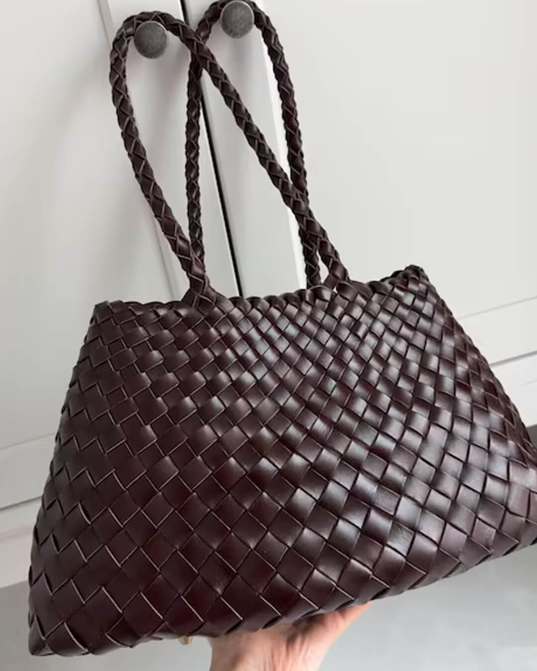 SOERA Marissa Vegan Leather Woven Bag Medium - Handbags - Soera-Marissa-Vegan-Leather-Woven-Bag-Medium-Handbag/White Creme Regular