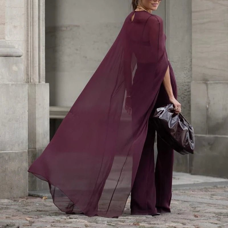 SOERA Beatrice Polka Dot High - Low Cover - Up Cape - Jacket - Burgundy