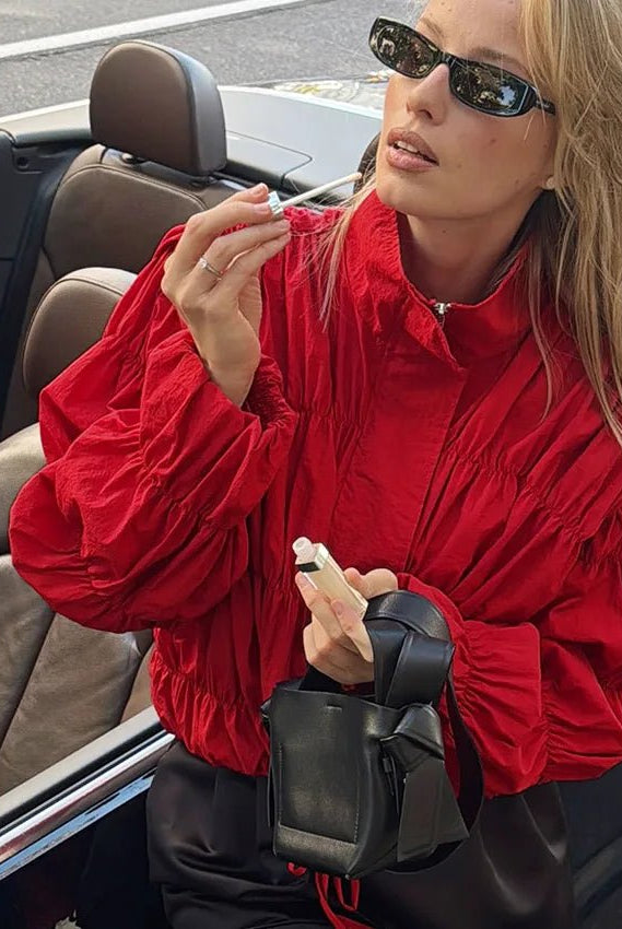 SOERA Sarah Ruched Zip Jacket - Jacket - SOERA-664387-RED-M-18435 Red M