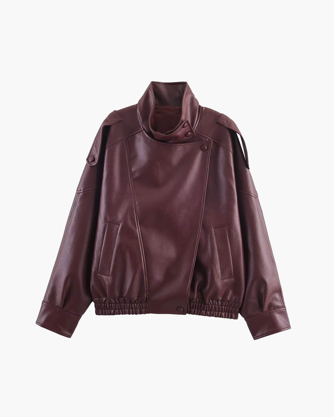 SOERA Carla Asymmetrical Leather Jacket - Jackets - Red XS