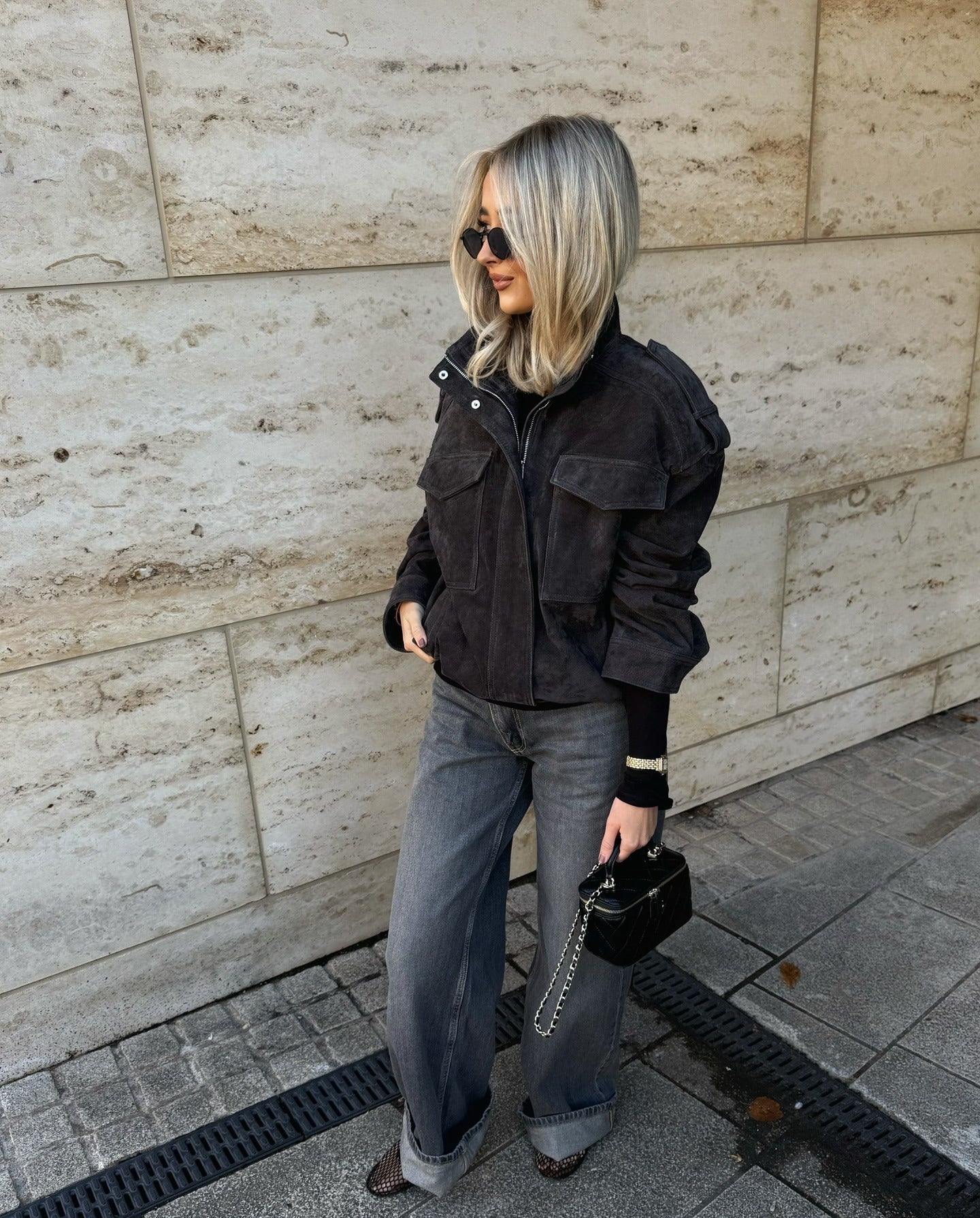 SOERA Charice High - Neck Suede Jacket - Jackets - fZ1774004001183653010 Charcoal M