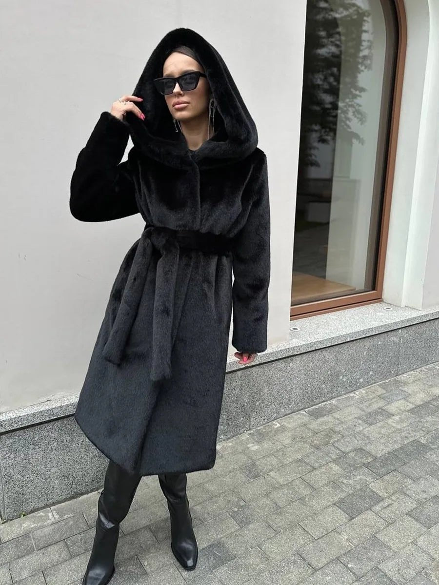 SOERA Chloe Hooded Long Coat - Jackets - 3256810008078456-;TY1766554851679212066 Black S