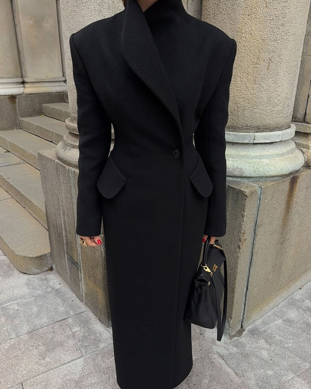 SOERA Genevieve Tailored Maxi Coat - Jackets - 3256810062537140-;uS1764703454183953481 Black S
