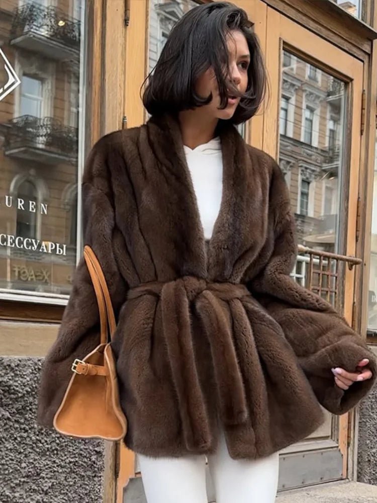 SOERA Hazel Belted Faux Fur Jacket - Jackets - 3256810152833140-;US1765284569716173209 S Brown
