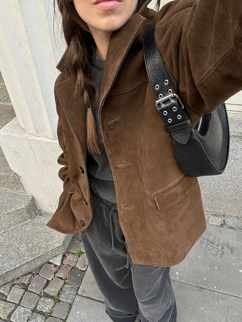SOERA Matilda faux suede Jacket - jackets - DWOD2-WK262001 Dark Brown S