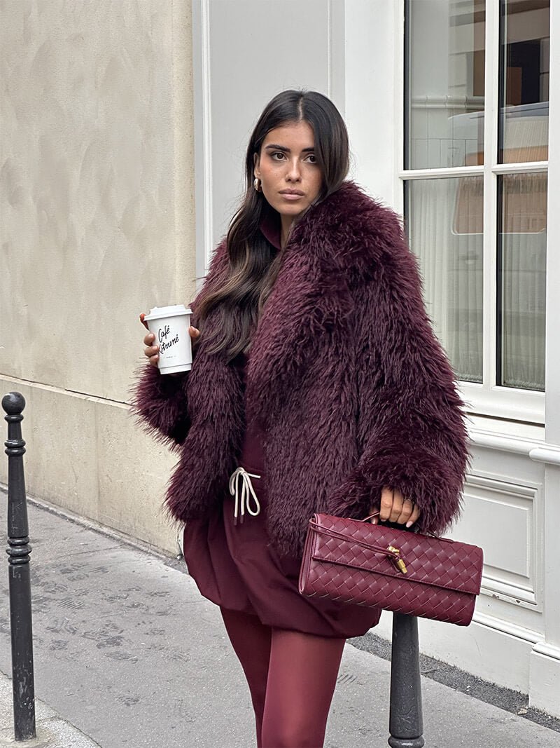 SOERA Mia Faux Fur Jacket - jackets - Soera-Mia-Faux-Fur-Jacket-Burgundy/S Burgundy S