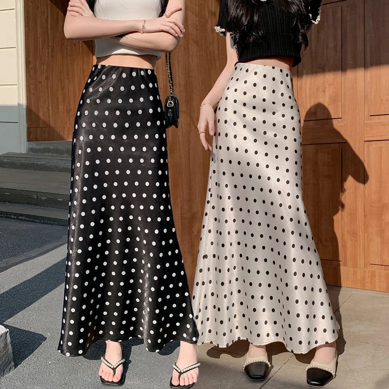 SOERA Bianca Polka Dot Mermaid Midi Skirt - Skirt - White M