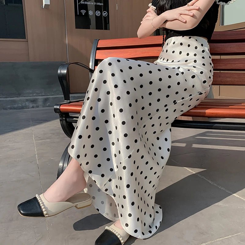 SOERA Bianca Polka Dot Mermaid Midi Skirt - Skirt - White S