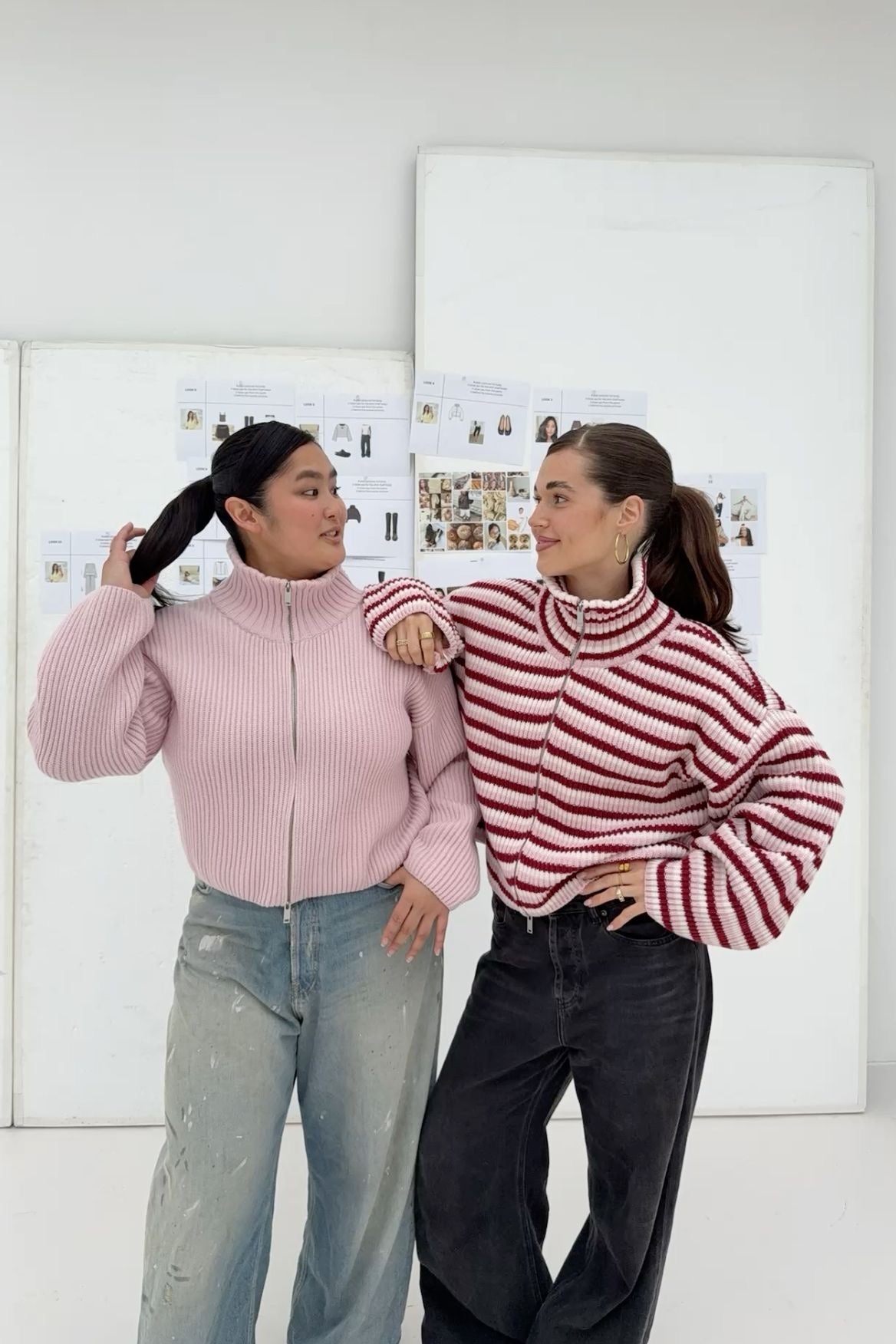 SOERA Daniela Oversized Ribbed Zip-Up Sweater - Sweater - SOERA-454403-PIN-L-44195 Pink L