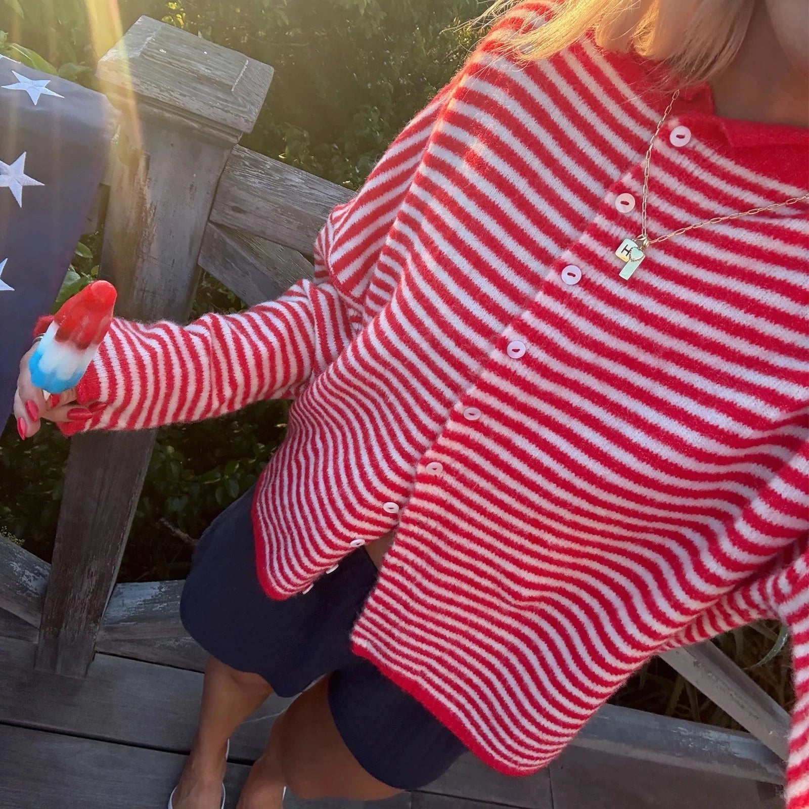 SOERA Sofia Striped Cardigan - Sweaters & Cardigans - Brown S