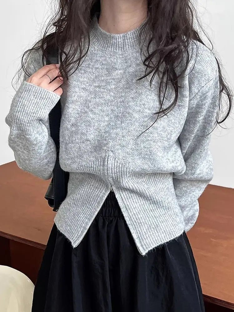 SOERA Amara Slim Waist Pullover - Tops - 1005010053567470-;iD1764703454251213905 Gray S