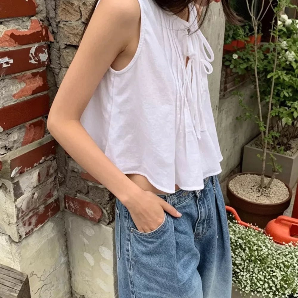SOERA Honora Ruffle Hem Tie-Front Top - Tops - White XS