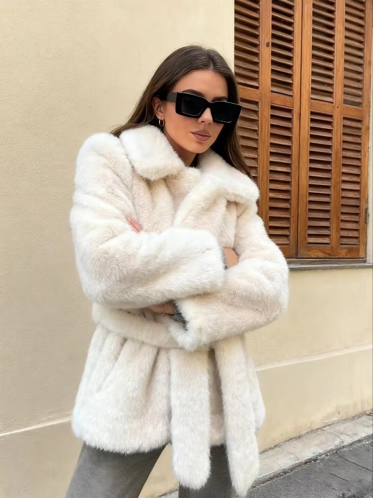 SOERA Isabelle Belted Faux Fur Coat - Women’s Coats & Jackets - 3256810138255070-;Ht1763778893337955563 Beige S