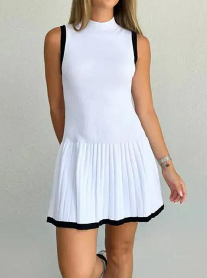Margot Drop-Waist Contrast Knit Dress