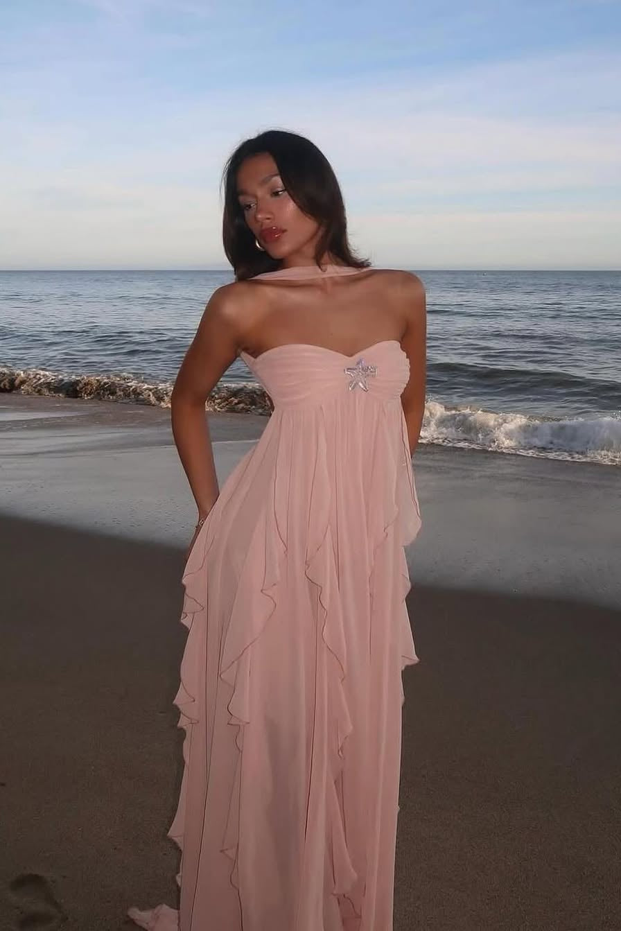 Harper Strapless Ruffled Maxi Dress
