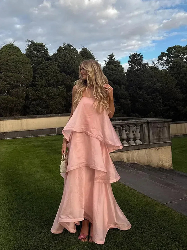 Iris Layered Ruffle Maxikleid