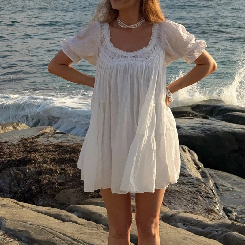 Cassy Babydoll-Kleid mit Puffärmeln