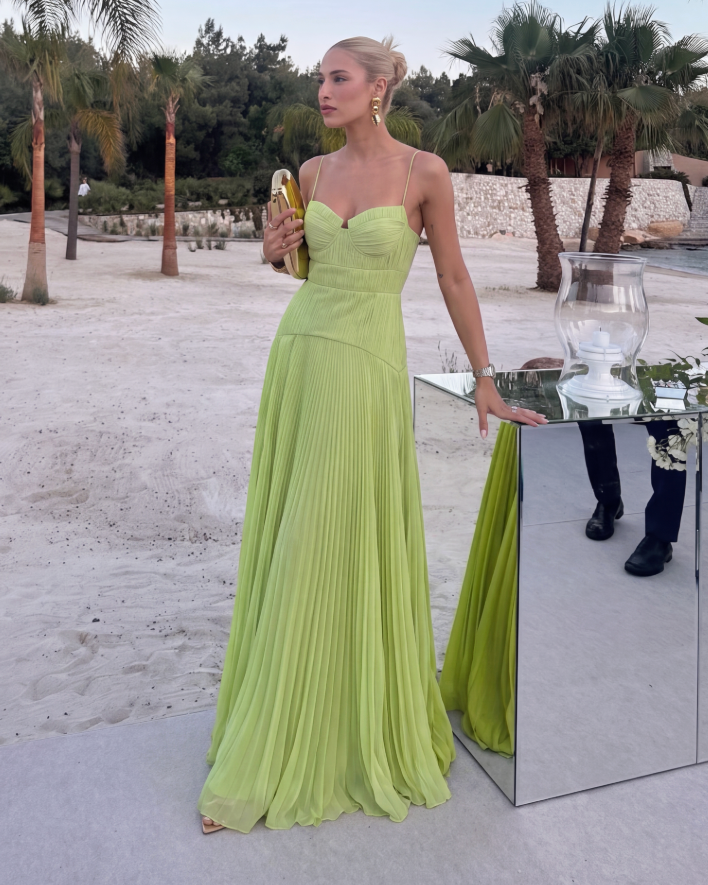 Robe longue Sophia en chiffon froissé