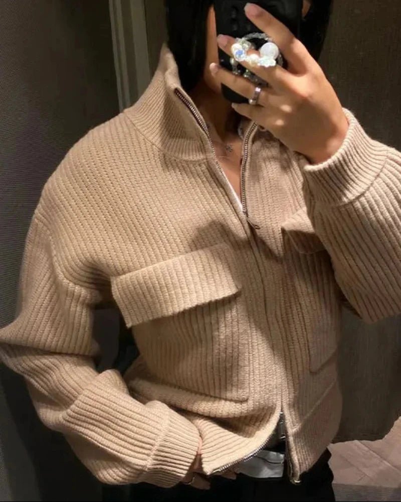 SOERA Nadia Ribbed Knit Cardigan - Cardigan - SOERA-906691-PIC-L-44195 Brown L