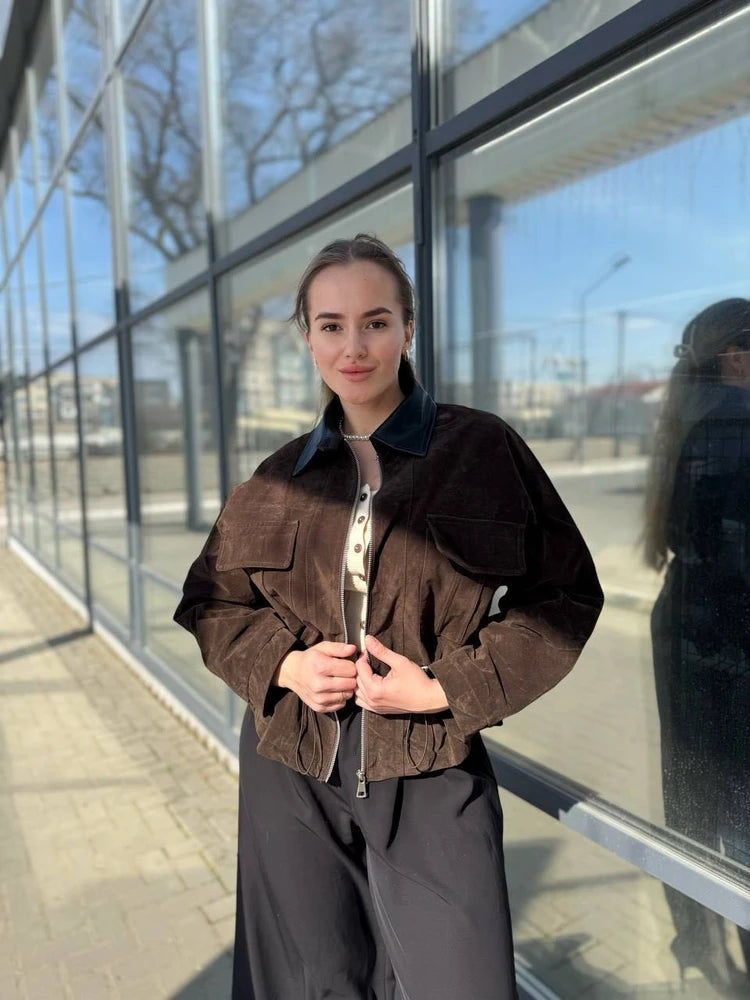 Jachetă Sharmaine Slim Fit din imitație de piele întoarsă