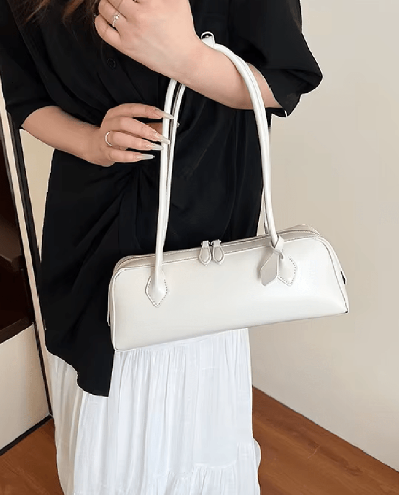 SOERA Ella Vintage Leather Baguette Bag - Bag - SOERA-335683-WHI-OS-34723 White