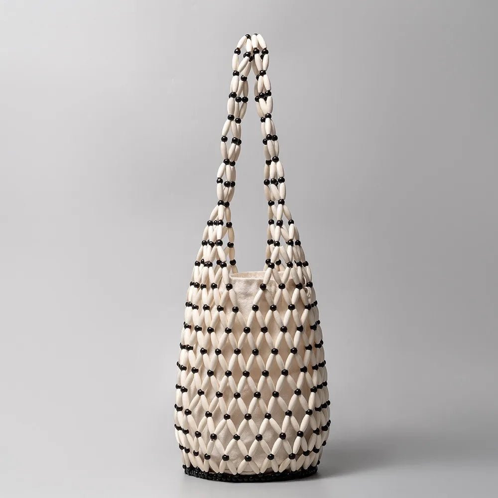 SOERA Margot Woven Beaded Tote Bag - Bag - SOERA-258883-WHI-36-04547 White/Black 36