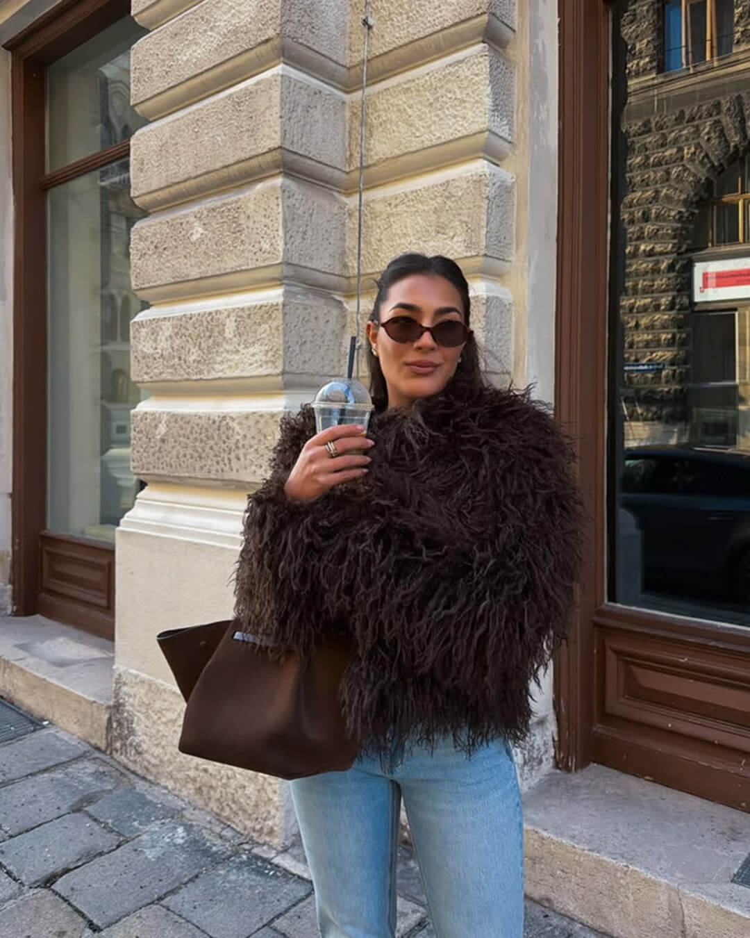 SOERA Bella Faux Fur Coat in Brown