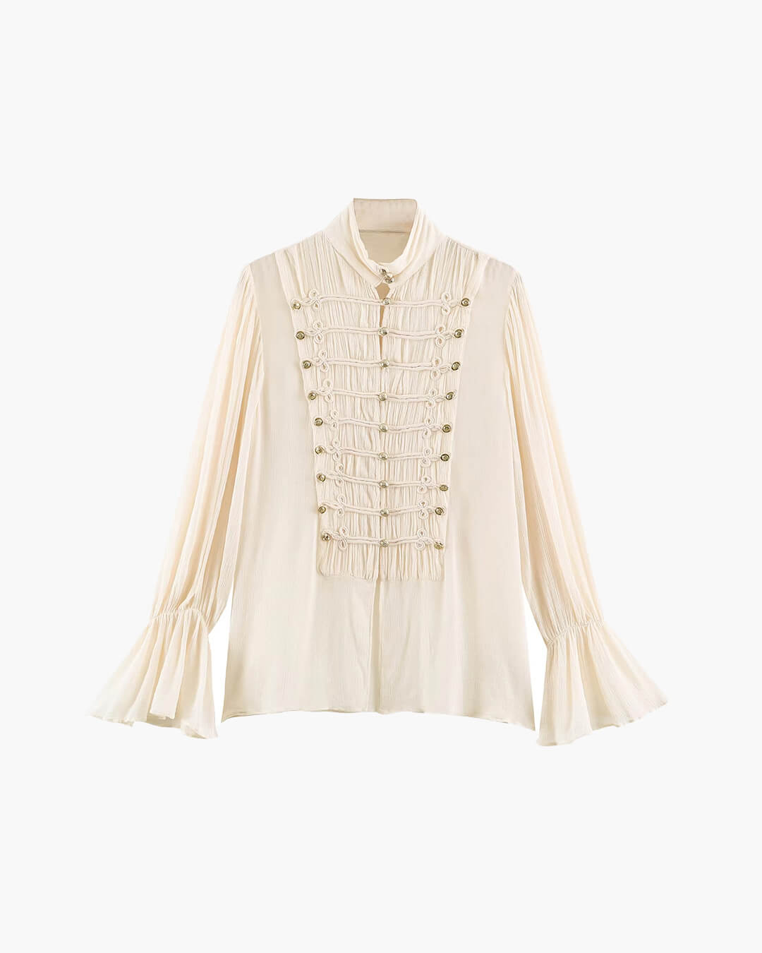 SOERA Amelie Vintage Chiffon Stand Collar Blouse - Blouse - SOERA-356547-BEI-L-79107 Beige L