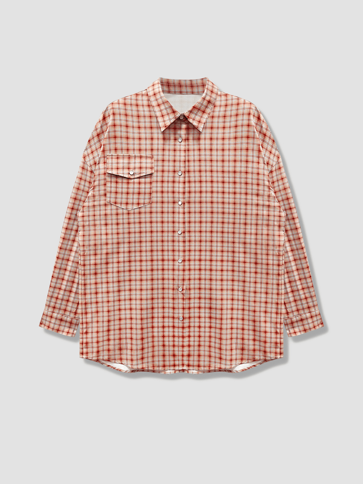 SOERA Carmen Oversized Plaid Shirt Blouse - Blouse - SOERA-266499-ORA-M-33571 Orange M