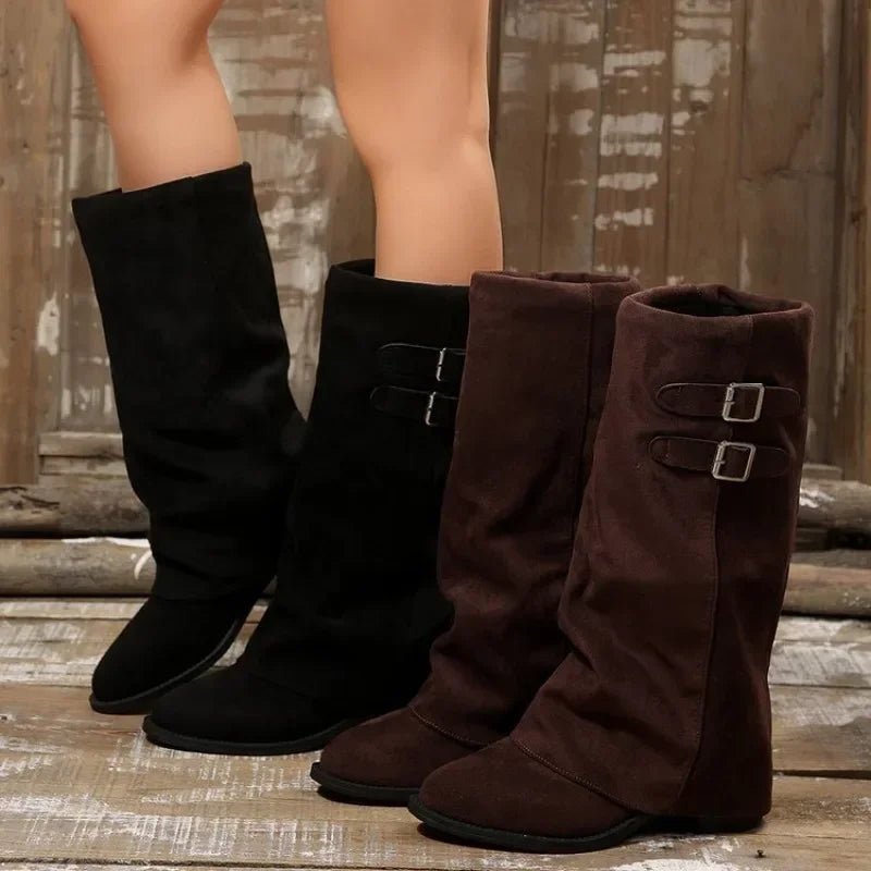 SOERA Isabel Retro Buckle Knee High Boots - Boots - SOERA-946755-BLA-38-50851 Black 38