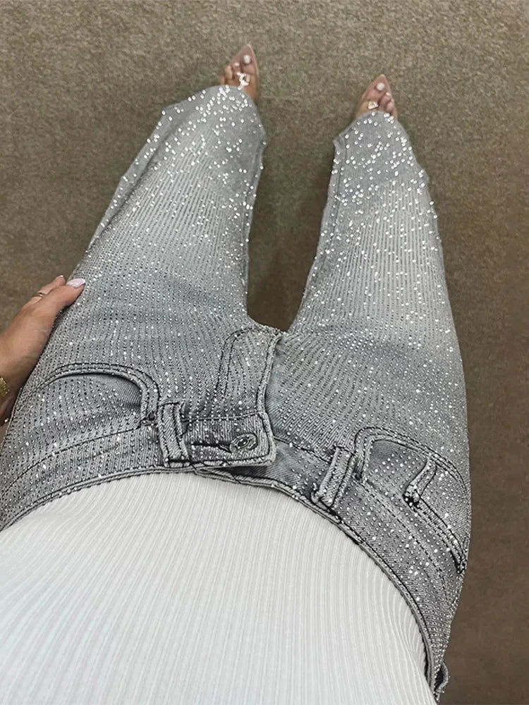 SOERA Eliana Wide Leg Denim Pants with Rhinestones - Bottoms - 1005009658512607-;mv1768904312488308632 Light blue S